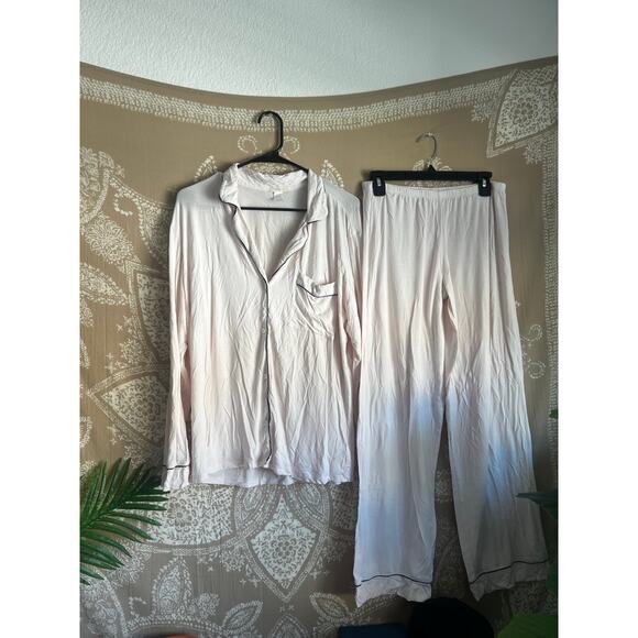 Eberjey Gisele Tencel™ Modal Long PJ Set in Sorbet/Black - Picture 5 of 8